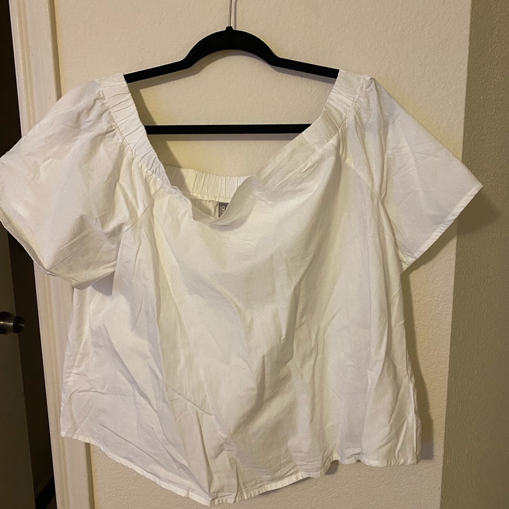 Off the shoulder white top